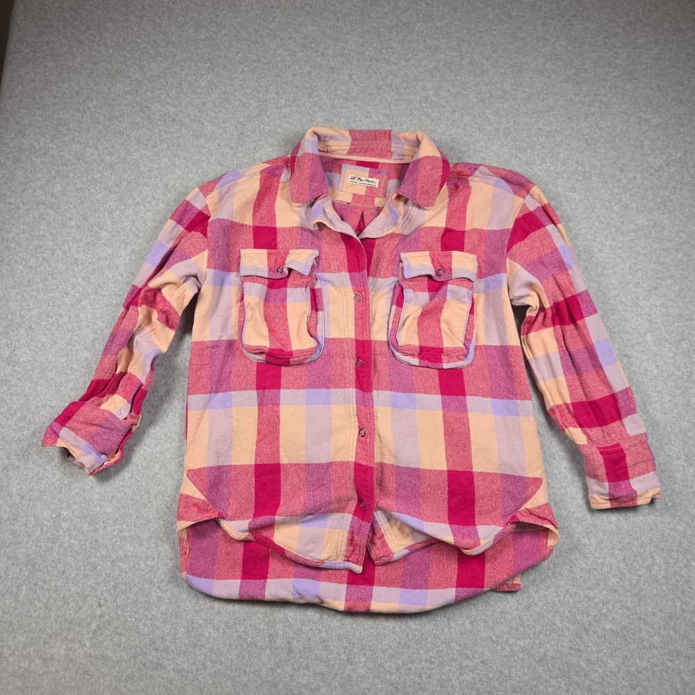 Free People We The Free Izzy Izzie Buffalo Check Flannel Plaid Size XS Boho Cozy